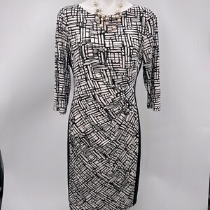 Lauren Ralph Lauren black beige abstract print 12 dress